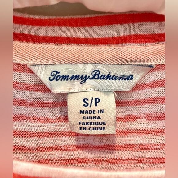 TOMMY BAHAMA | Red White Striped Tee Shirt Top Modal Blend Stretch | Small - Picture 5 of 6